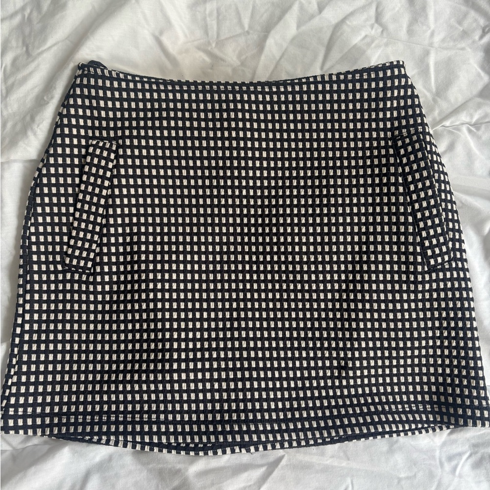 Motel Rocks Black and White Checkered Mini Skirt